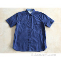 Camicia a maniche corte con stampa blu scuro